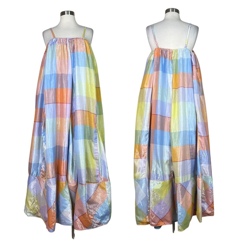 Anthropologie | Pilcro Metallic Colorful Plaid Tent Maxi Dress Plus Size 1X - Picture 11 of 11